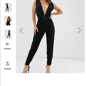 Black low front jumpsuit